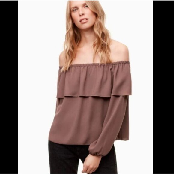 ARITZIA | Wilfred Morel Blouse Top Off Shoulder Pink Sz XS - Picture 3 of 6